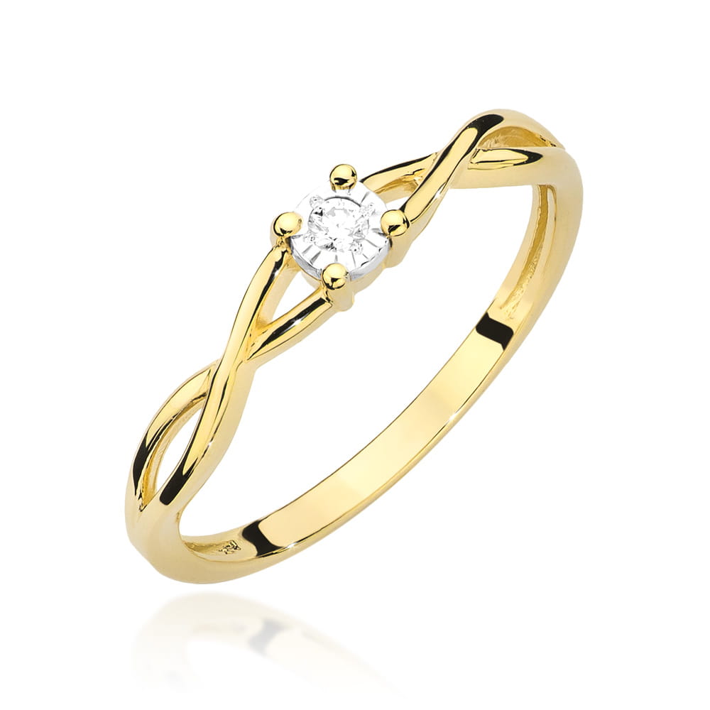 Pierścionek Diament 0,03ct żółte złoto