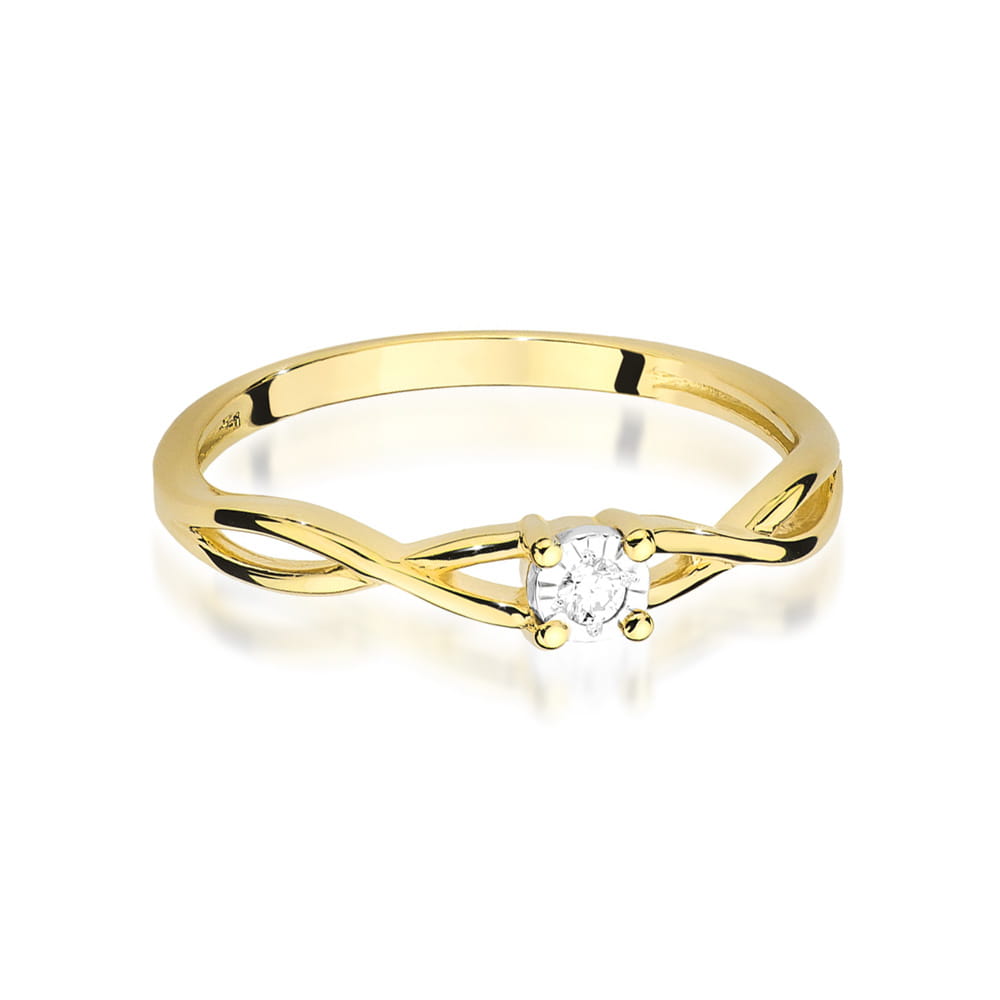 Pierścionek Diament 0,03ct żółte złoto - obrazek 2