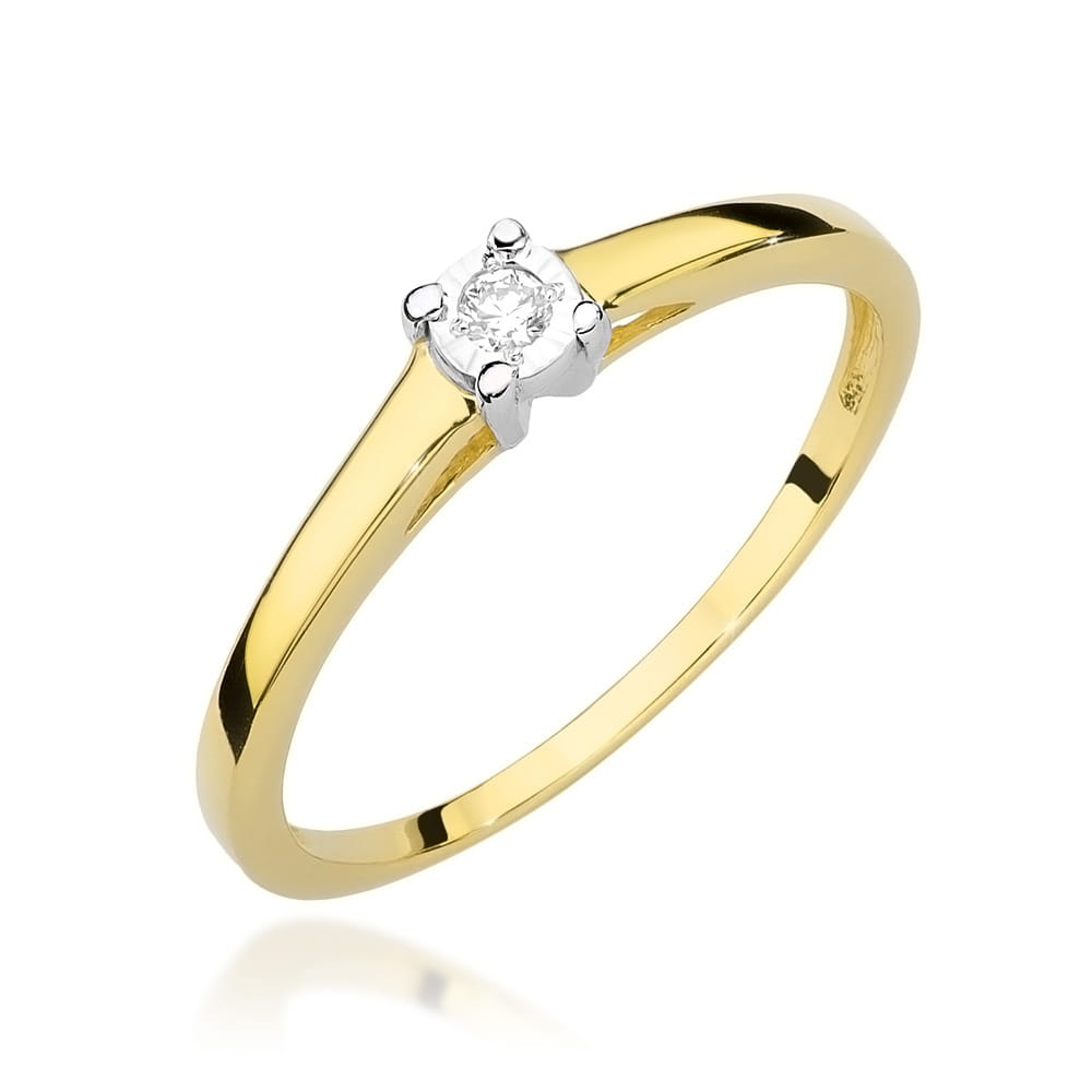 Pierścionek Diament 0,03ct żółte złoto