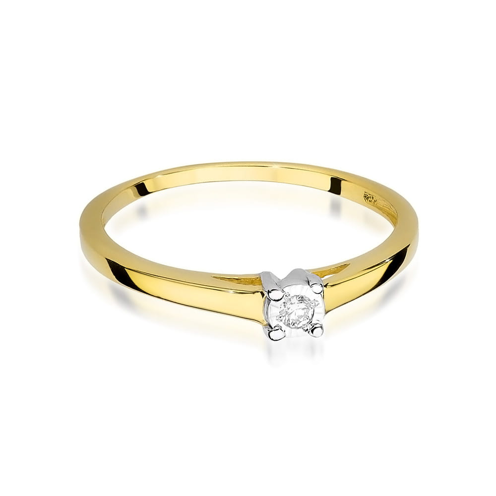 Pierścionek Diament 0,03ct żółte złoto - obrazek 2