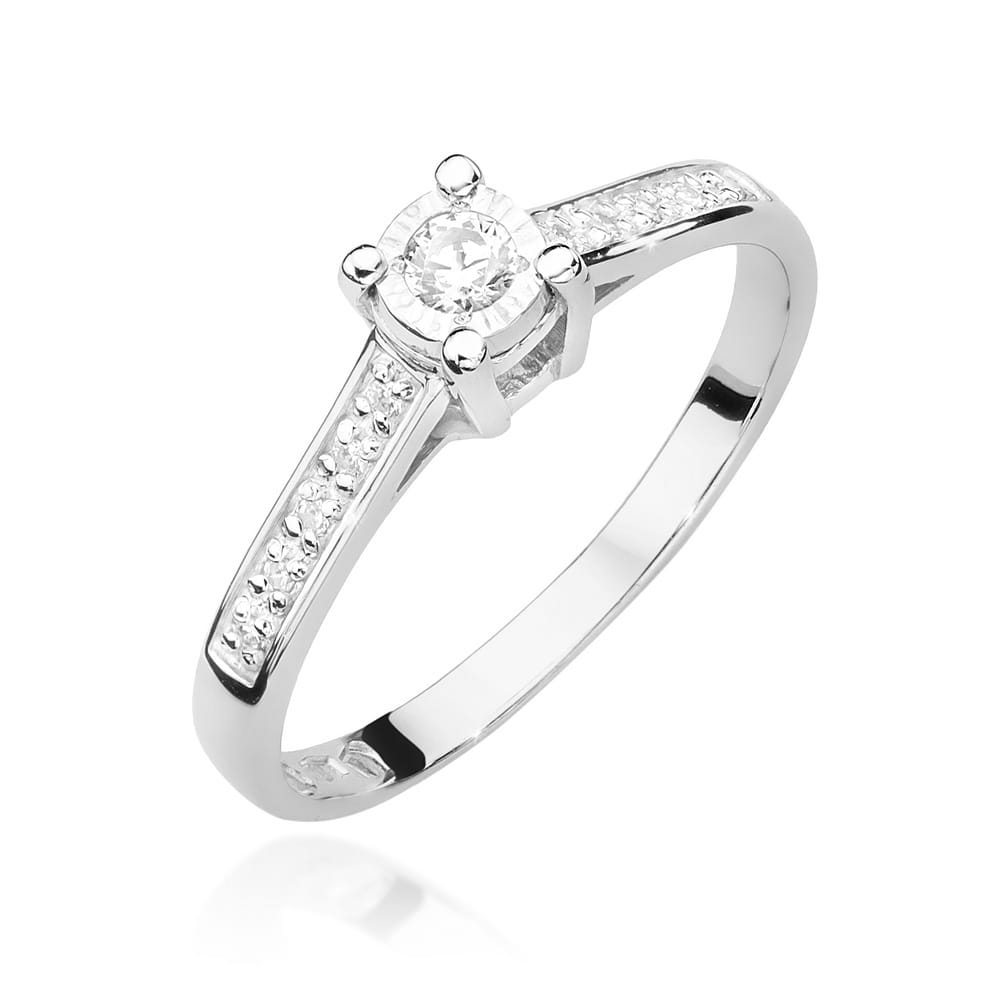 Pierścionek Diament 0,08ct białe złoto