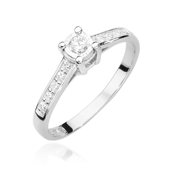 Pierścionek Diament 0,08ct białe złoto 375