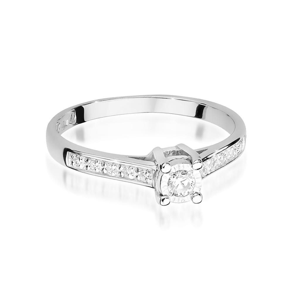 Pierścionek Diament 0,08ct białe złoto 375 - obrazek 2