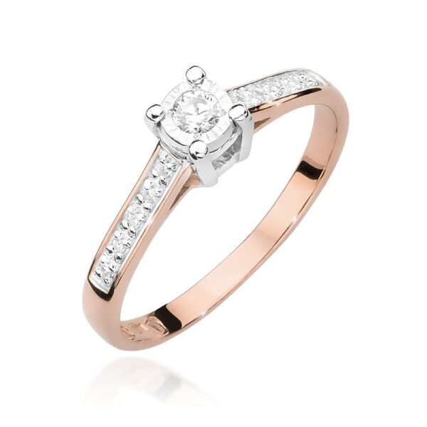 Pierścionek Diament 0,08ct różowe złoto