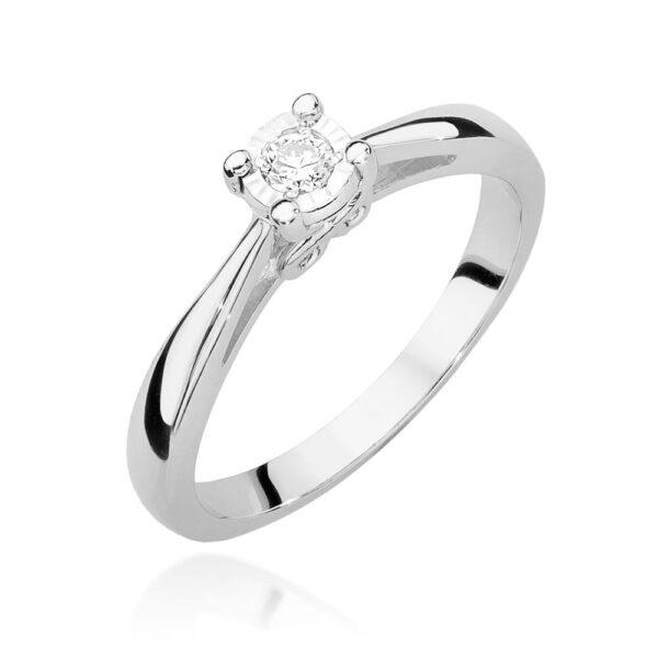Pierścionek Diament 0,08ct białe złoto 375