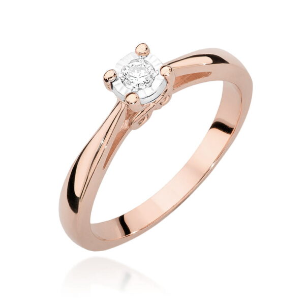 Pierścionek Diament 0,08ct różowe złoto