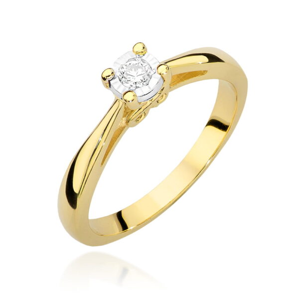 Pierścionek Diament 0,08ct żółte złoto