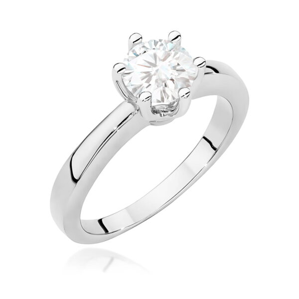 Pierścionek Diament 0,70ct białe złoto 375