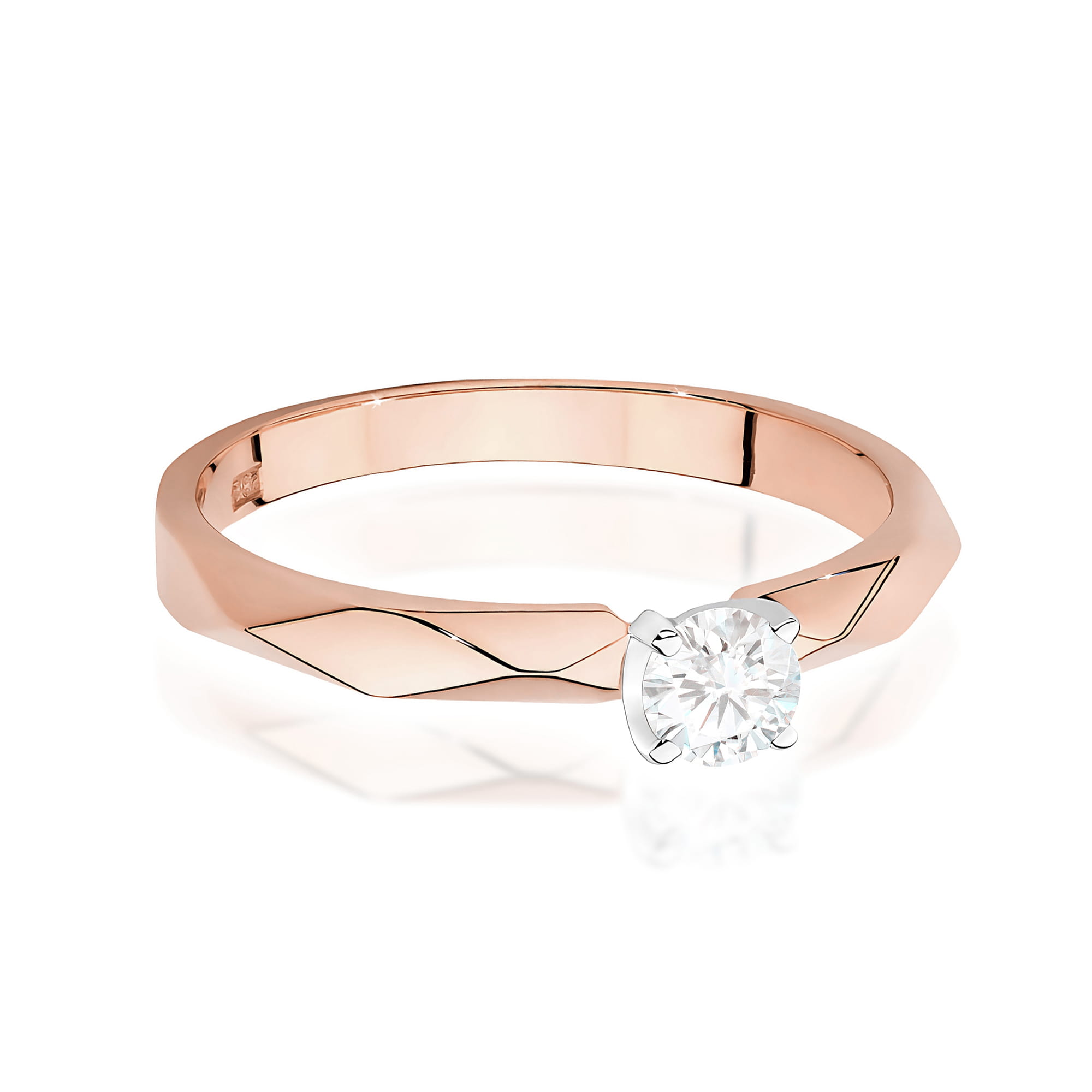 Pierścionek Diament 0,15ct różowe złoto - obrazek 2