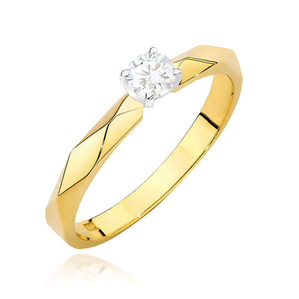 Pierścionek Diament 0,10ct żółte złoto