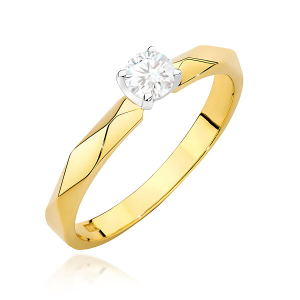 Pierścionek Diament 0,15ct żółte złoto 375