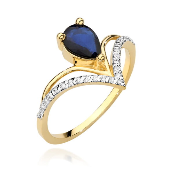 Pierścionek Szafir 0,60ct żółte złoto 375