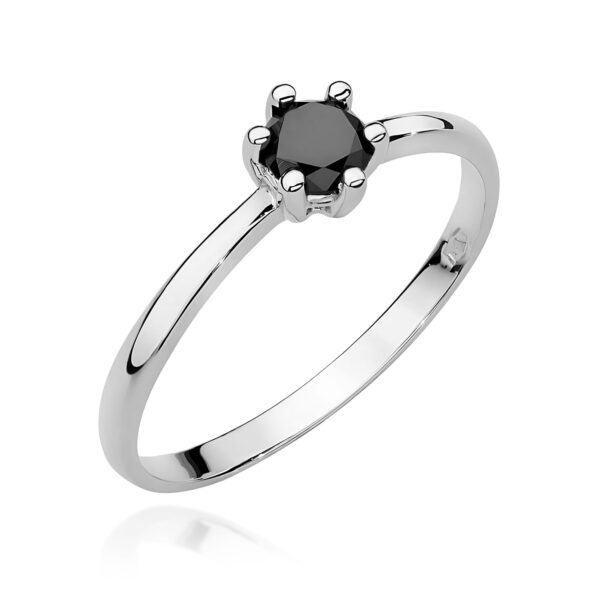 Pierścionek Czarny Diament 0,30ct białe złoto