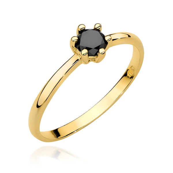 Pierścionek Czarny Diament 0,30ct żółte złoto