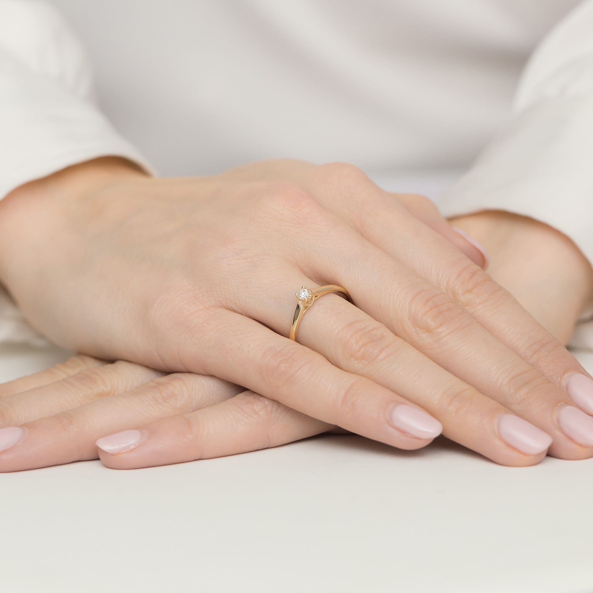 Pierścionek Diament 0,12ct Żółte złoto 375 - obrazek 4