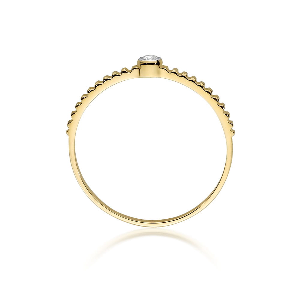 Pierścionek Diament 0,04ct Żółte złoto 375 - obrazek 3
