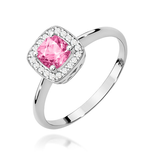 Pierścionek Różowy Topaz 0,65ct białe złoto