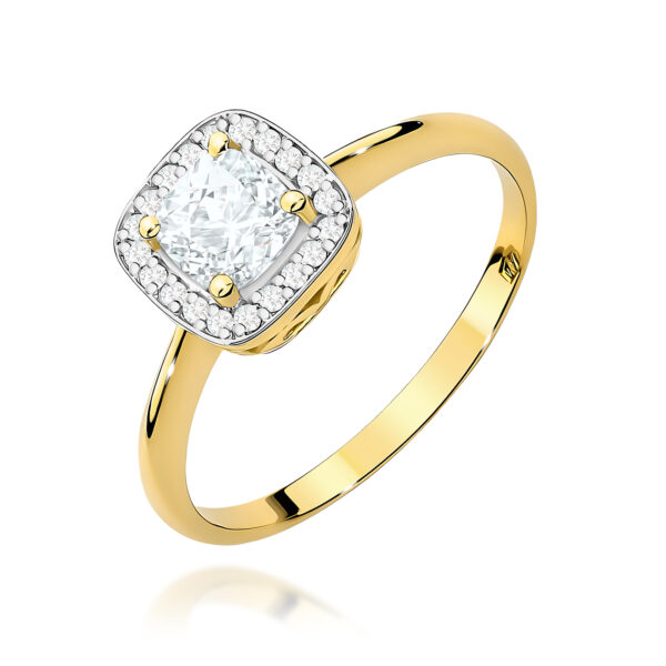 Pierścionek Biały Szafir 0,70ct żółte złoto