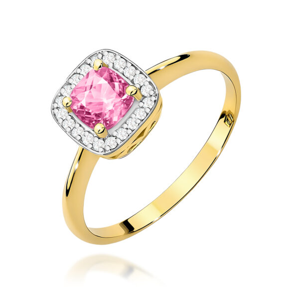 Pierścionek Różowy Topaz 0,65ct żółte złoto