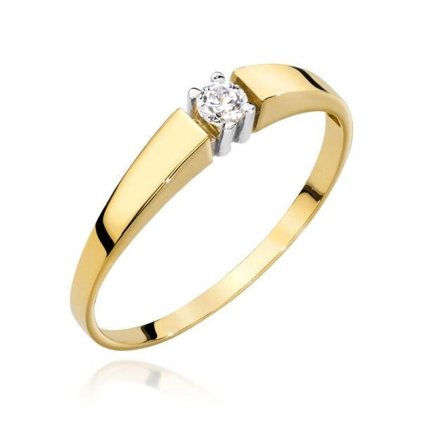 Pierścionek Diament 0,10ct żółte złoto 375