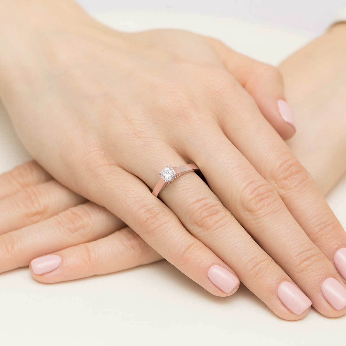 Pierścionek Diament 0,50ct różowe złoto - obrazek 4