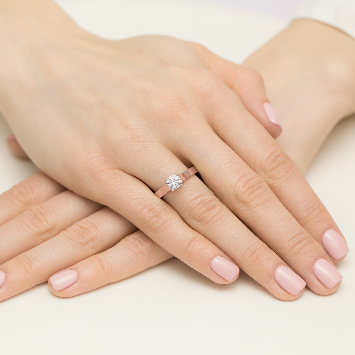 Pierścionek Diament 0,70ct różowe złoto - obrazek 4