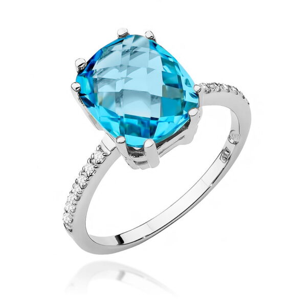 Pierścionek Topaz Swiss 3,00ct białe złoto 375