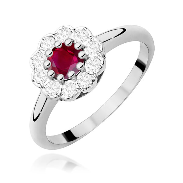 Pierścionek Rubin 0,60ct białe złoto