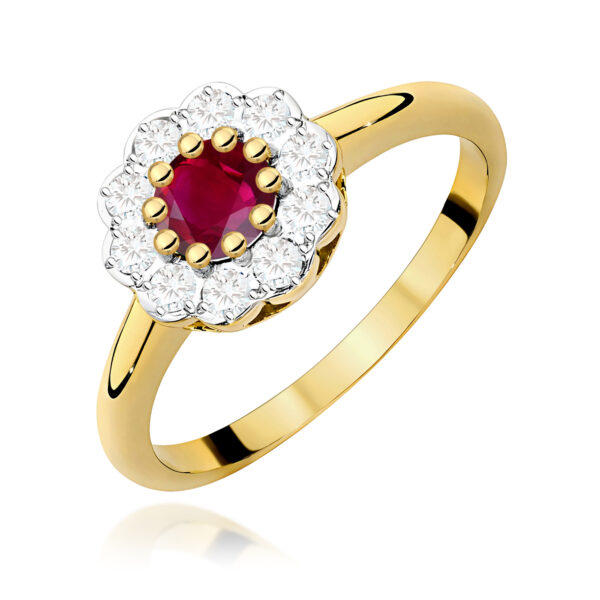 Pierścionek Rubin 0,60ct żółte złoto