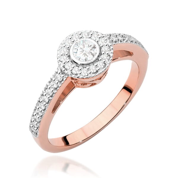 Pierścionek Diament 0,15ct różowe złoto