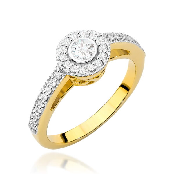 Pierścionek Diament 0,15ct żółte złoto