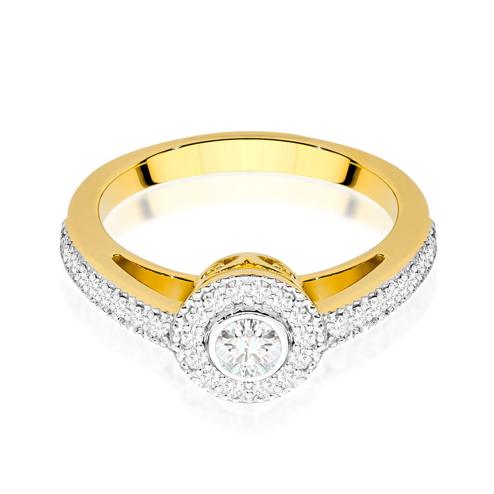 Pierścionek Diament 0,15ct żółte złoto - obrazek 2