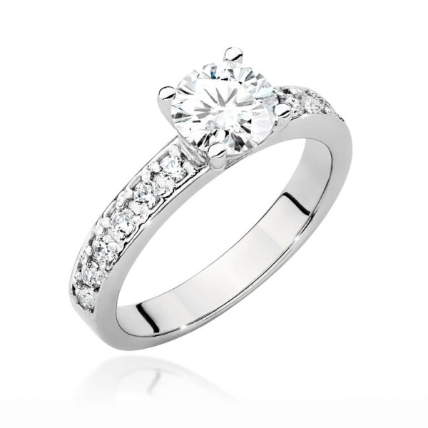 Pierścionek Diament 1,00ct białe złoto 375