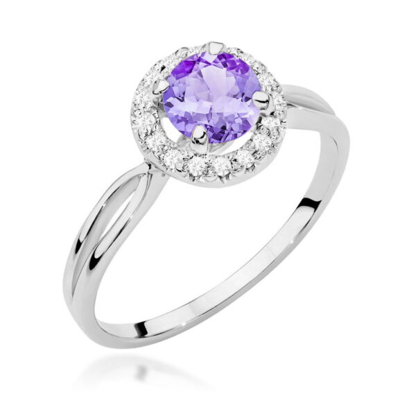 Pierścionek Ametyst 0,90ct białe złoto