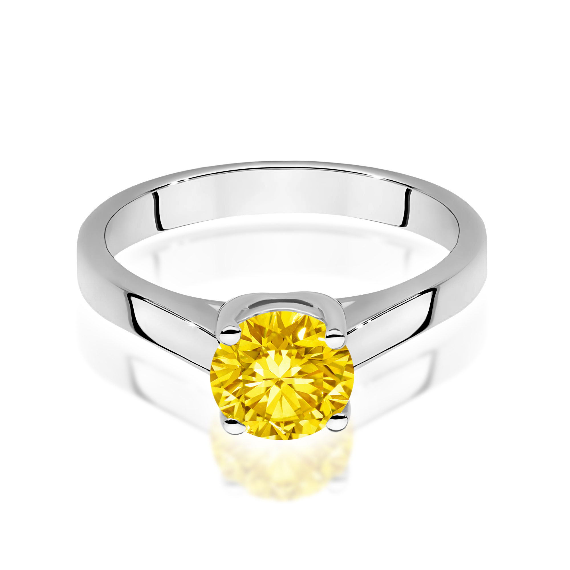 Pierścionek Diament Laboratoryjny żółty 1,00ct białe złoto - obrazek 2