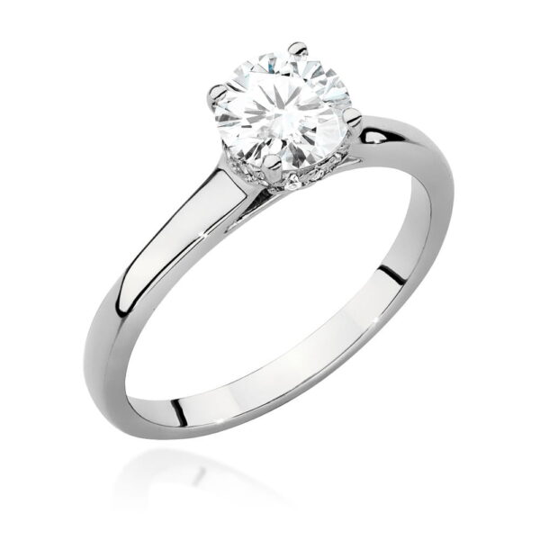 Pierścionek Diament 0,70ct białe złoto 375