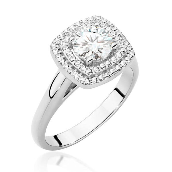 Pierścionek Diament 0,70ct białe złoto 375