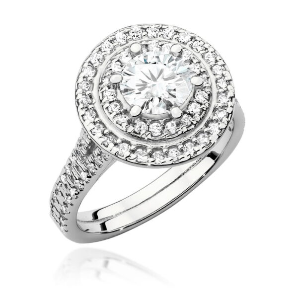 Pierścionek Diament 0,70ct białe złoto 375