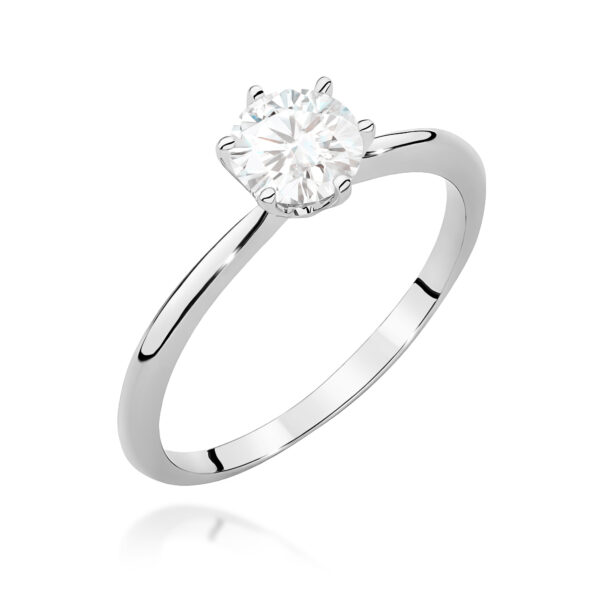 Pierścionek Diament 0,70ct białe złoto 375
