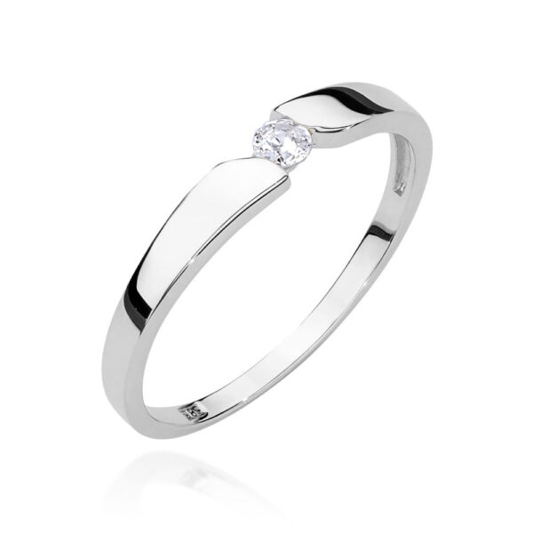 Pierścionek Diament 0,08ct białe złoto 375