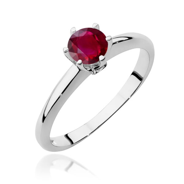Pierścionek Rubin 0,60ct białe złoto