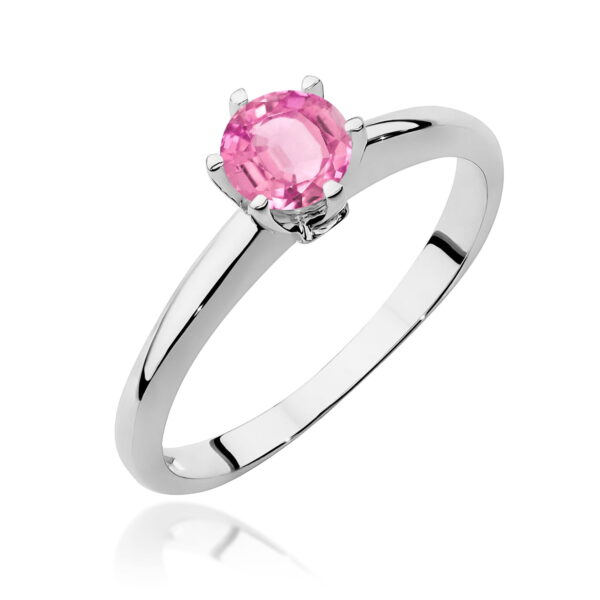 Pierścionek W557 Różowy Topaz 0,60ct białe złoto