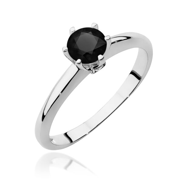 Pierścionek Czarny diament 0,50ct białe złoto 375