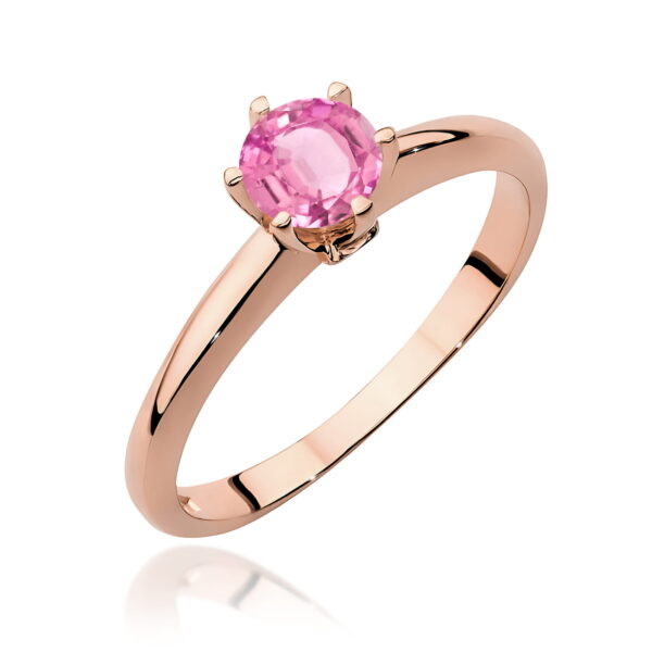 Pierścionek W557 Różowy Topaz 0,60ct różowe złoto