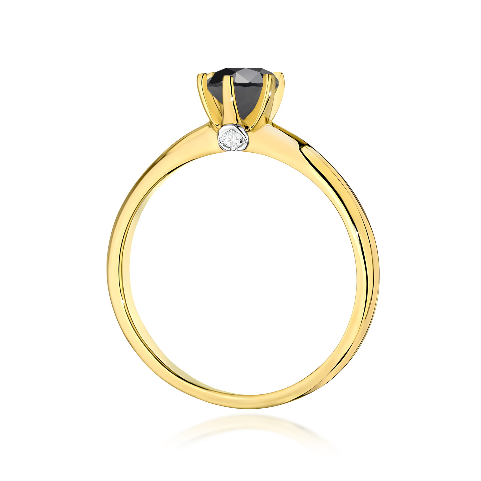 Pierścionek Czarny Diament 0,50ct żółte złoto - obrazek 3
