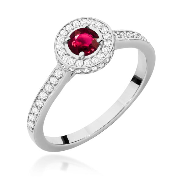 Pierścionek Rubin 0,35ct białe złoto