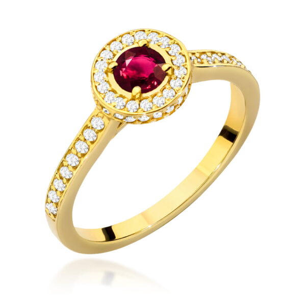 Pierścionek Rubin 0,35ct żółte złoto