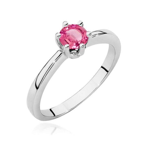 Pierścionek różowy topaz 0,60ct białe złoto