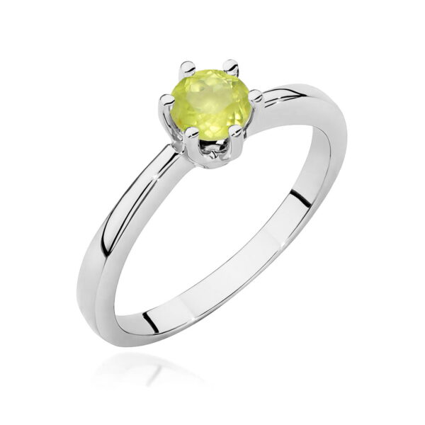 Pierścionek oliwin 0,60ct białe złoto 375