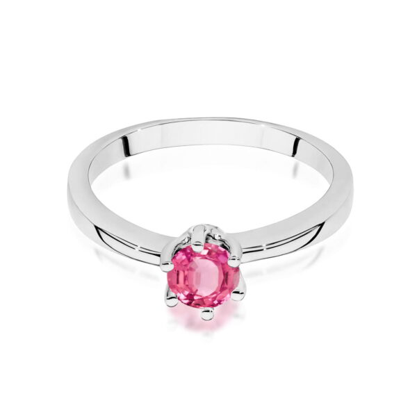 Pierścionek różowy topaz 0,60ct białe złoto 375